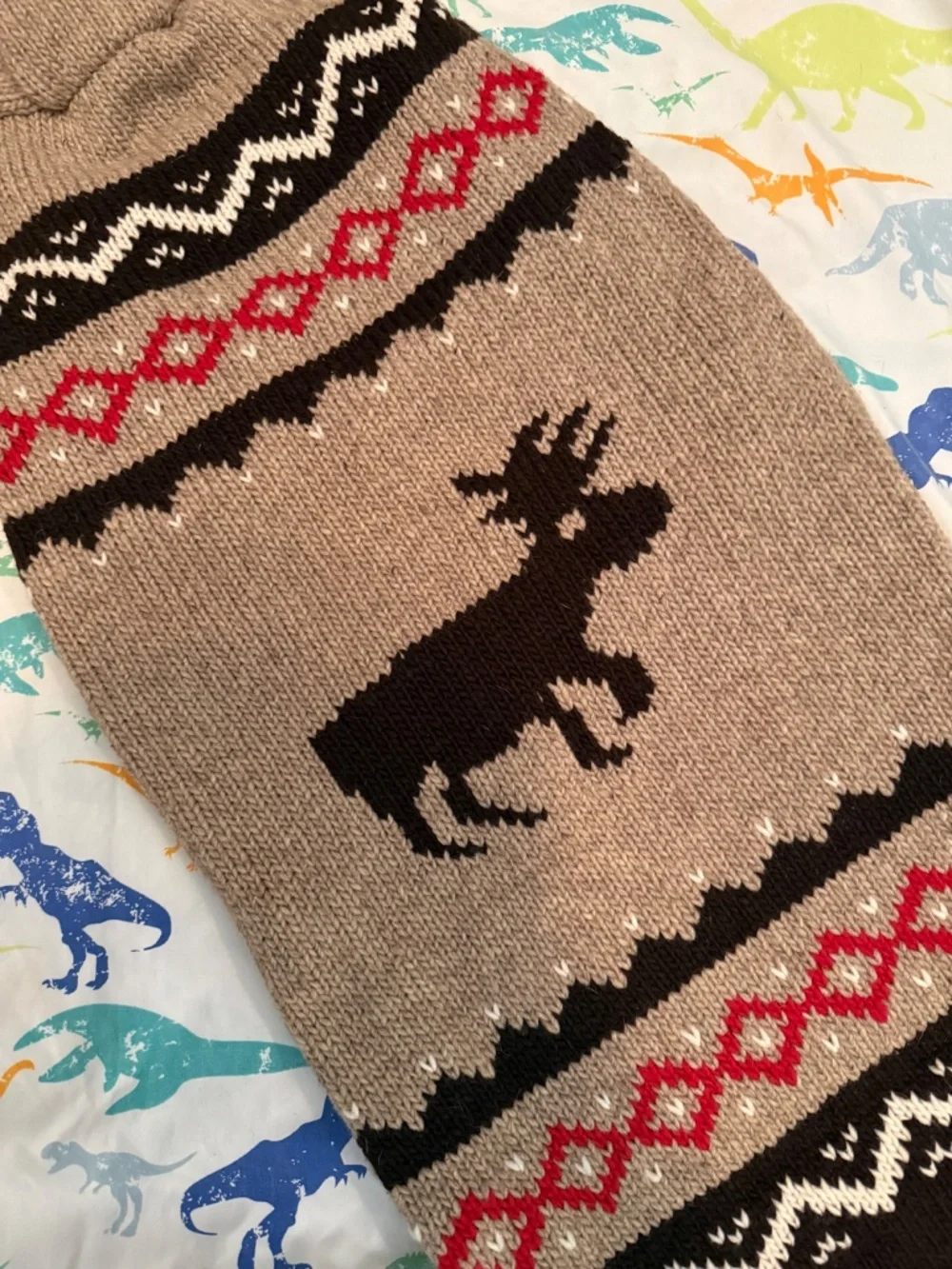 Chillydog Wool Dog Sweater. Hooded. Moose antlers. XXL